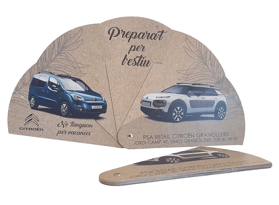 Eventail en carton recyclé avec impression 4 couleurs CMYK - GO50-18EVQ