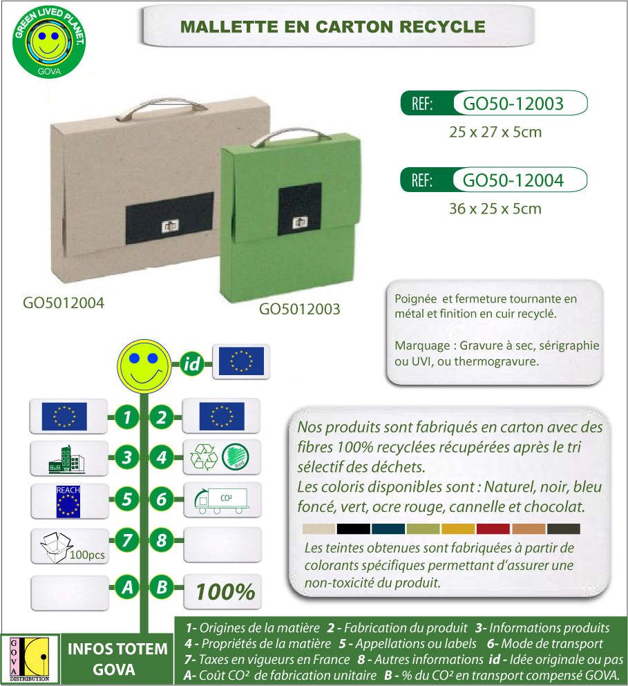 Porte-documents GO50-1200 en carton 100 pour 100 recyclé - Fabrication spéciale