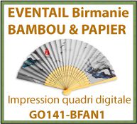 Eventail publicitaire BIRMANIE bambou papier - GO141-BFAN1