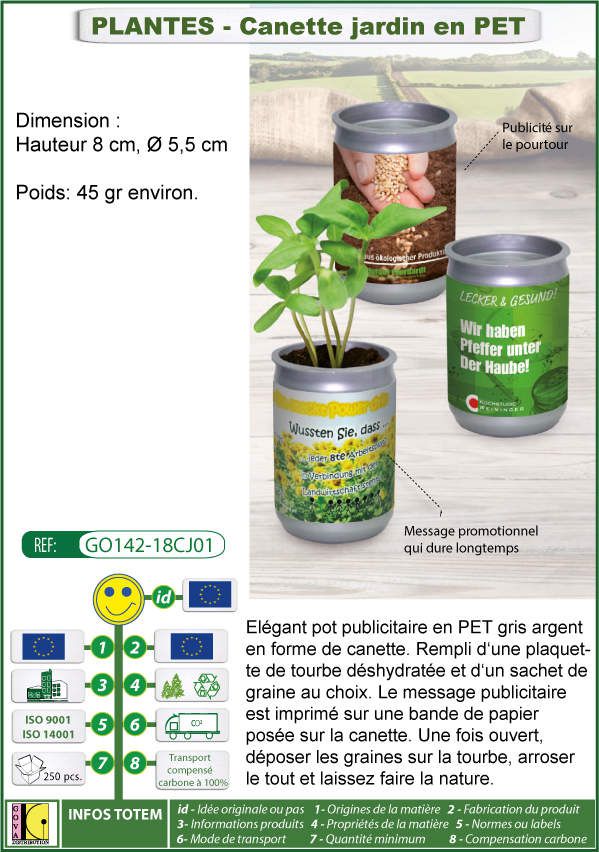 Jardin en canette fabriquee en pet recycle