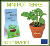 Mini pot en terre cuite avec graines et enveloppe cartonnée pour votre marquage publicitaire