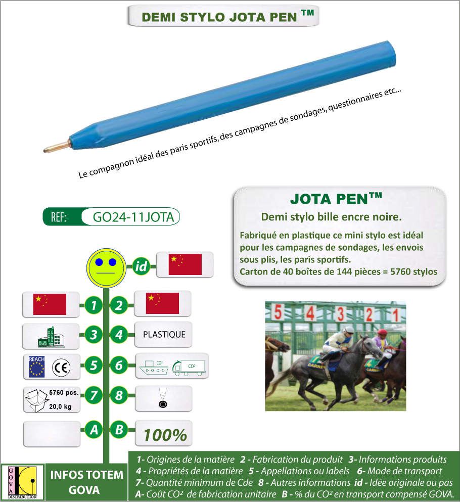 Demi stylo Jota pen idéal pour une promotion de masse, les paris sportifs - GO24-11JOTA