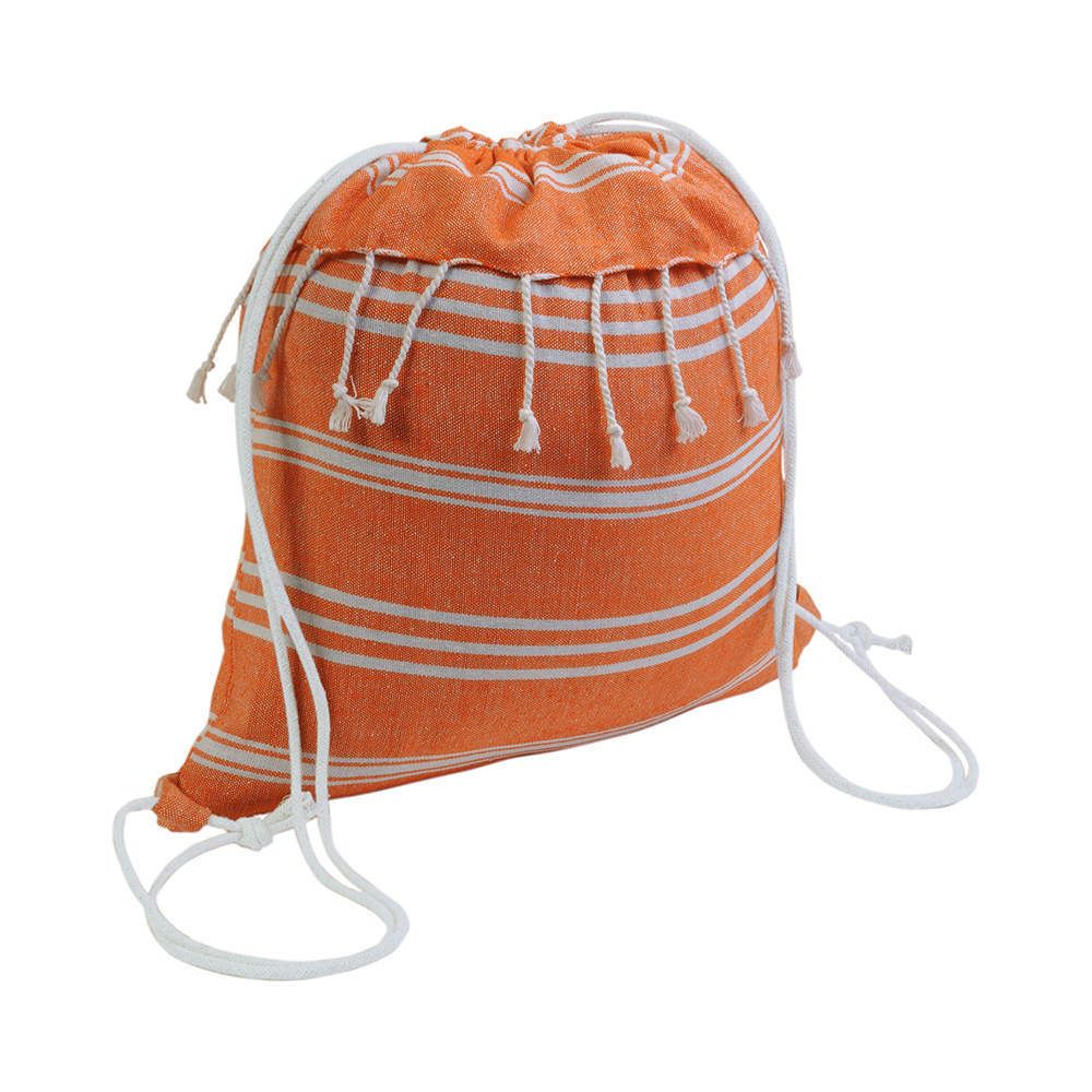 Sac à dos en coton orange avec effet foutra 38 x 42 cm