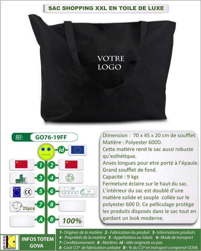 Sac shopping XXL très grande taille en polyester 600D - GO76-19FF