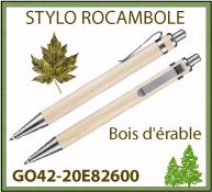 Stylo bille Rocambole bois erable attributs metal marquage publicitaire - GO42-20E82600