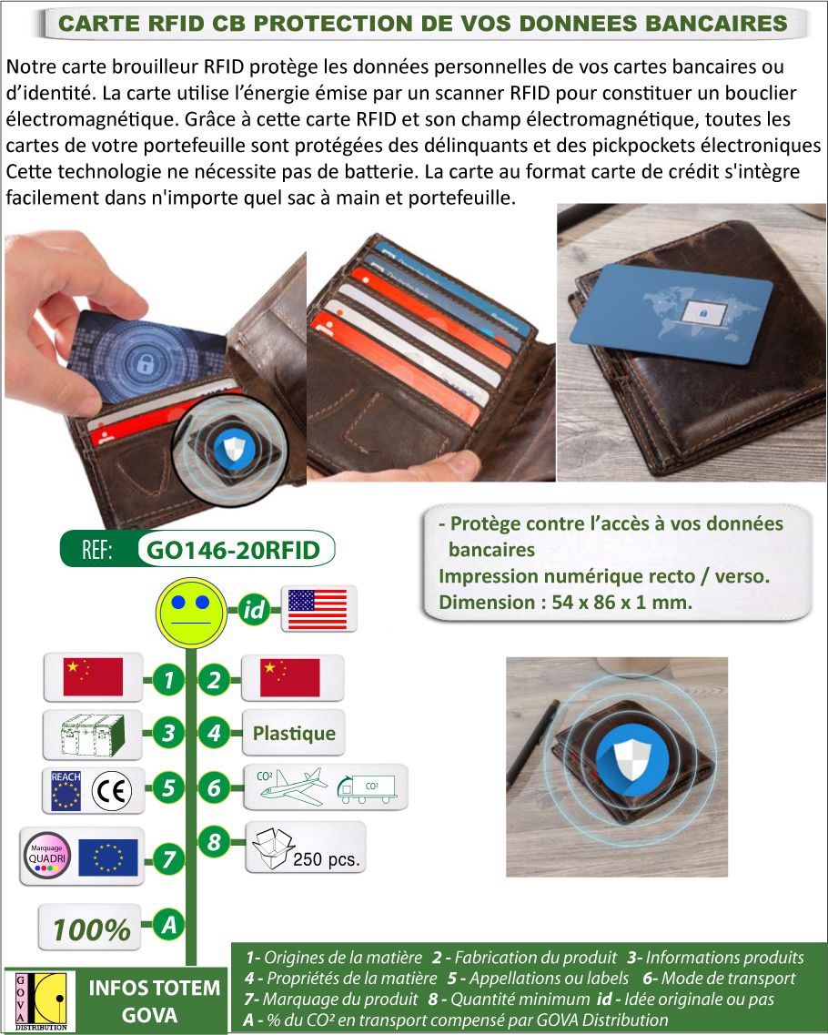 Carte brouilleur RFID pour la protection de vos cartes bancaires GO146-20RFID