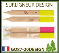 Surligneur Design en pin sylvestre Français 4 couleurs de mines disponibles - GO87-20DESIGN