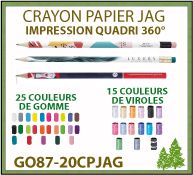 Crayon papier publicitaire JAG bois de Pulay fabrication francaise GO87-20JAG