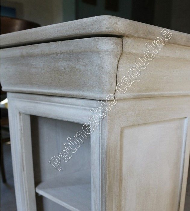 peinture sur meuble imitation pierre - patine naturelle sur bois