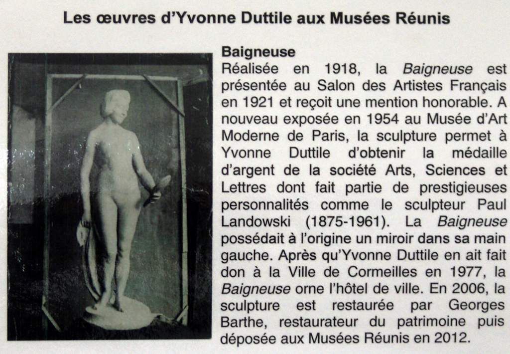 L'artiste sculptrice Yvonne Dutille aux Musées Réunis Musée du Plâtre de Cormeilles-en-Parisis, une élève d'Auguste Rodin