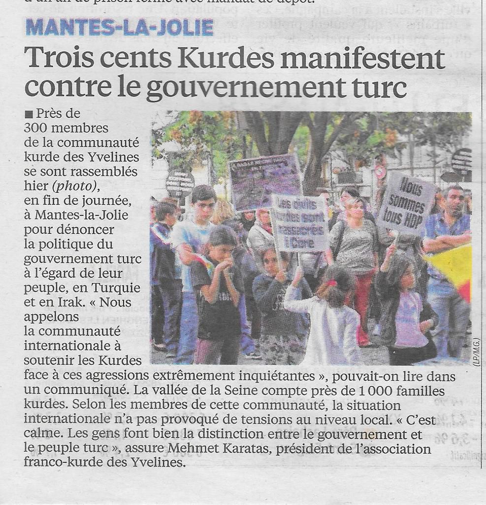 Le Parisien. 300 kurdes contre le gouvernement turc