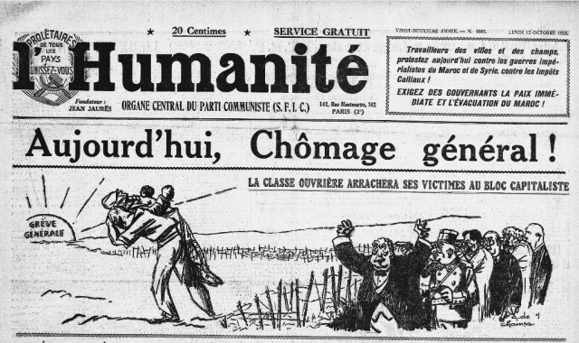 12 octobre 1925: grève générale contre la guerre coloniale du Rif