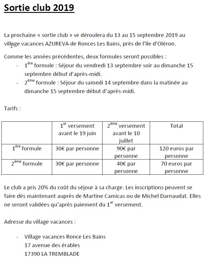 Inscription Sortie Club de la Rentrée / Course de Salleboeuf / VTT à Créon