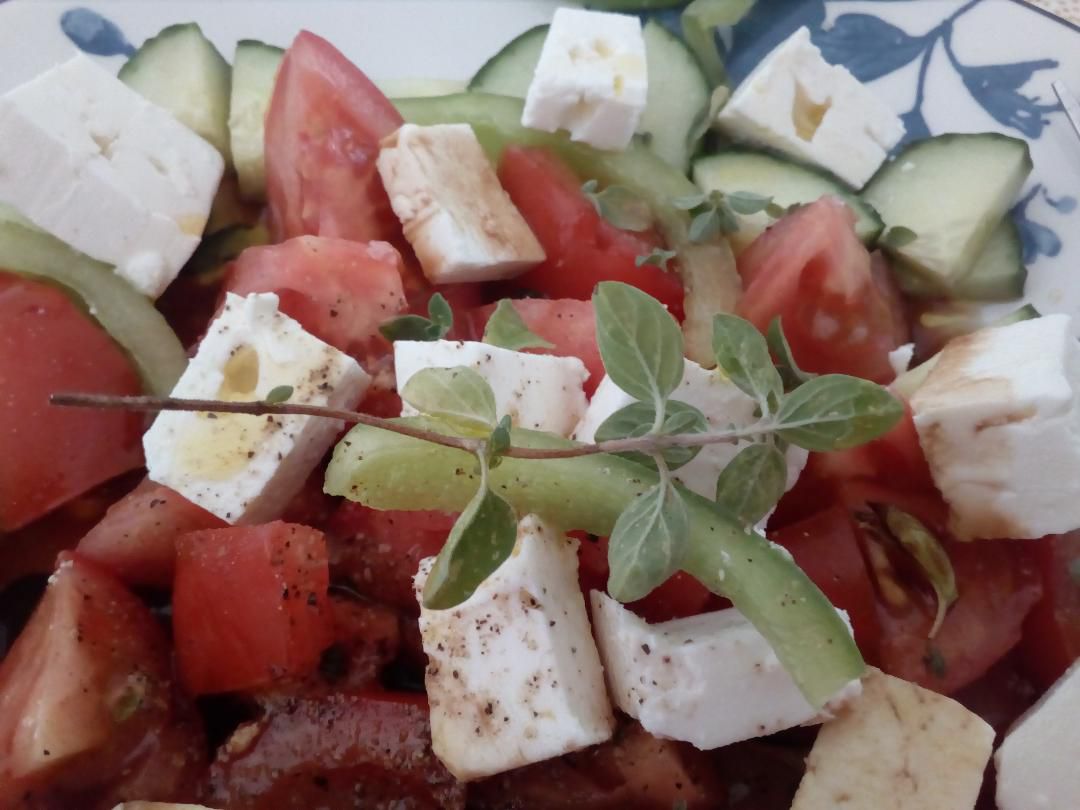 Salade grecque 🍅 à l’origan du jardin 🌿 