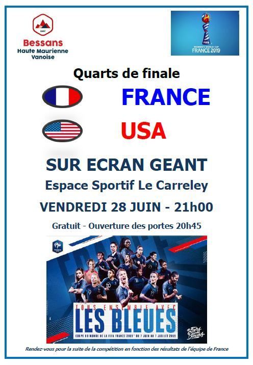 Bessans : le quart de finale du Mondial féminin de football de l'équipe de France sur écran géant
