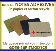 Notes adhesives ou post-it en papier recycle dans un étui en carton recycle avec finition couture GO50-16PITMOD1CR