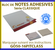 Notes adhesives ou post-it avec marquage publicitaire - serie classique GO50-16PITCLASS