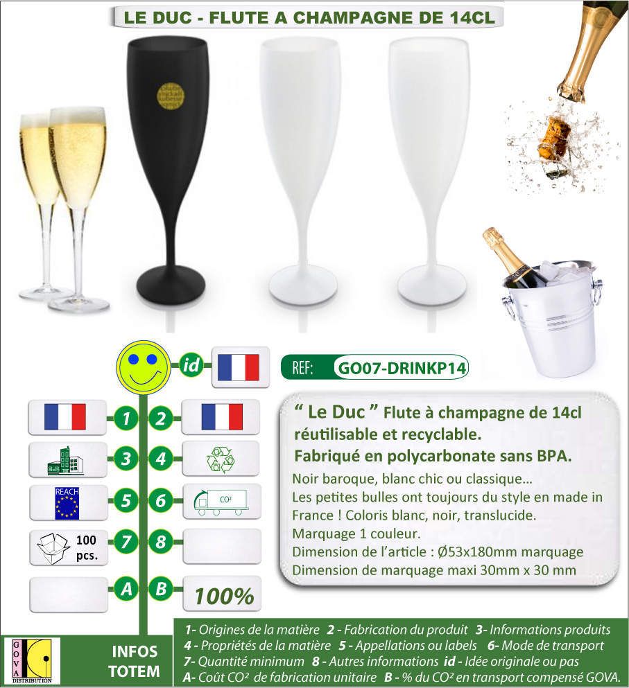 Flûte à champagne de 14cl réutilisable et recyclable - GO07-DRINKP14