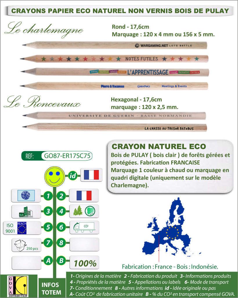 Crayon naturel eco sans vernis