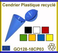 Cendrier de plage cône en polypropylène recyclé avec impression sérigraphie - GO128-18CP03