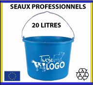 Seau en plastique recyclé vert ou bleu de 20 litres fabrication européenne