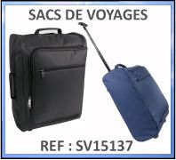 Sac voyage trolley à deux roues avec manche et poignée rétractables Polyester 600D - Ref : SV15137