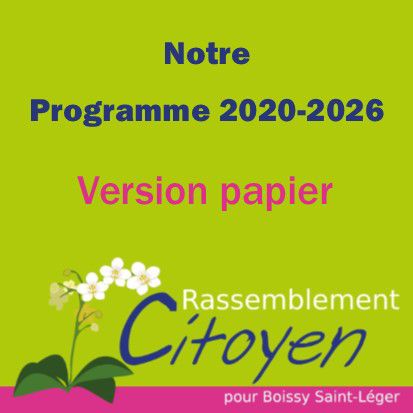 Programme municipal Rassemblement citoyen pour Boissy 2020-2026 - Version Papier