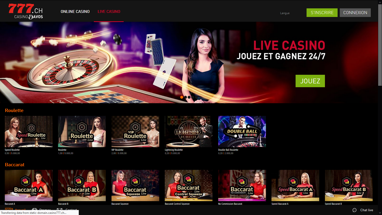 Casino 777 - casino en ligne live légal en Suisse