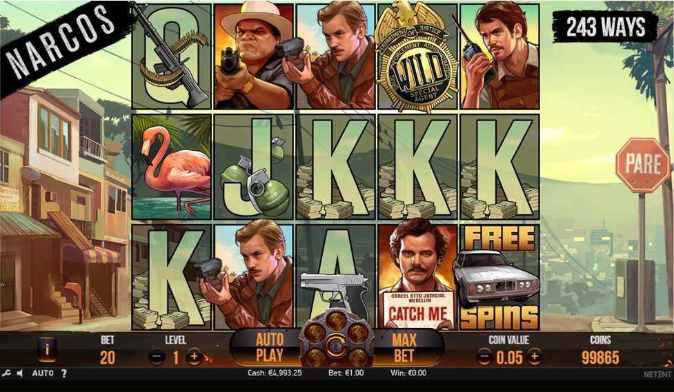 machine à sous Narcos grille de jeu 5 x 3
