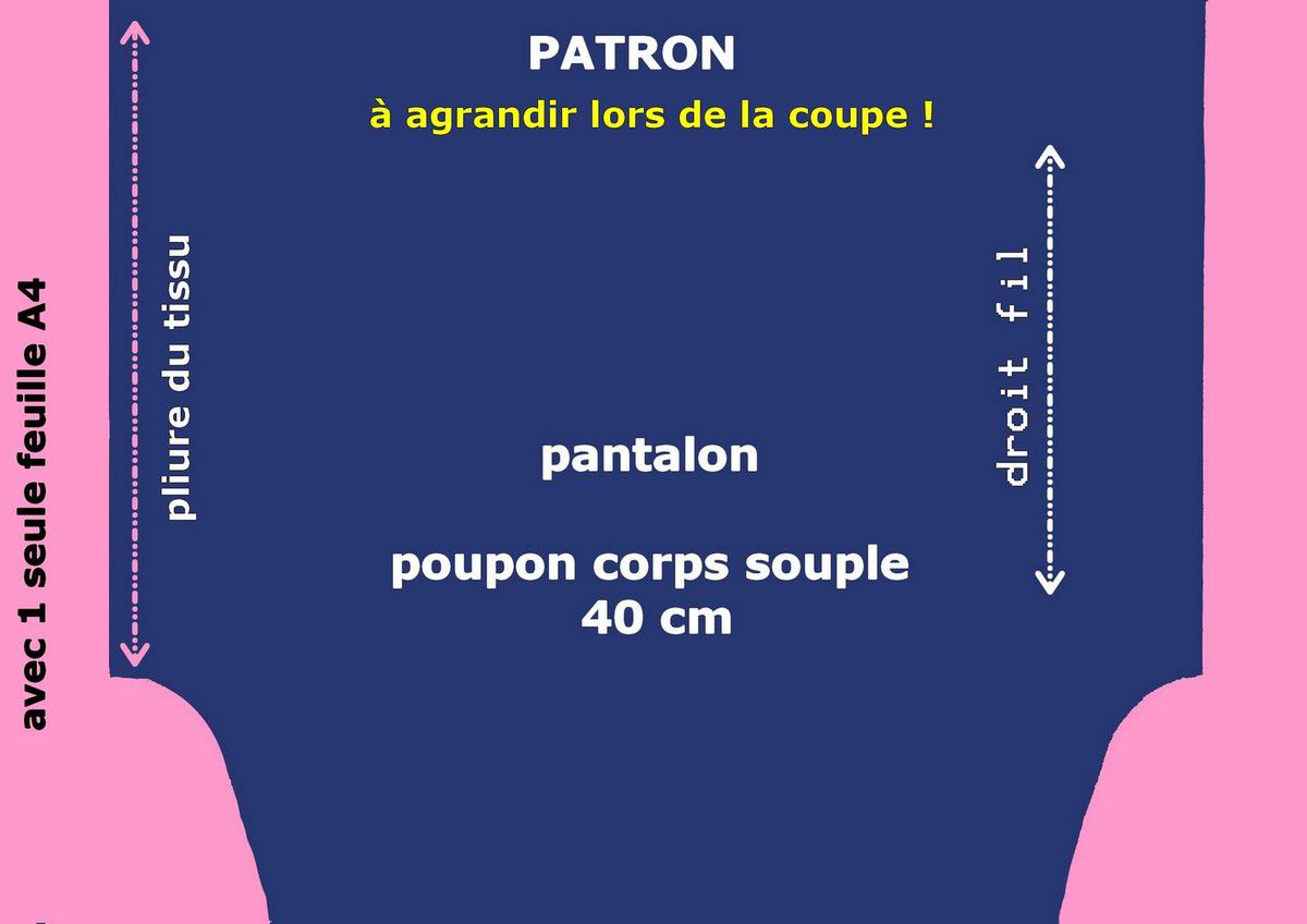 Tuto et patron gratuit_Pantalon_Poupon corps souple 40cm - Le blog de jo