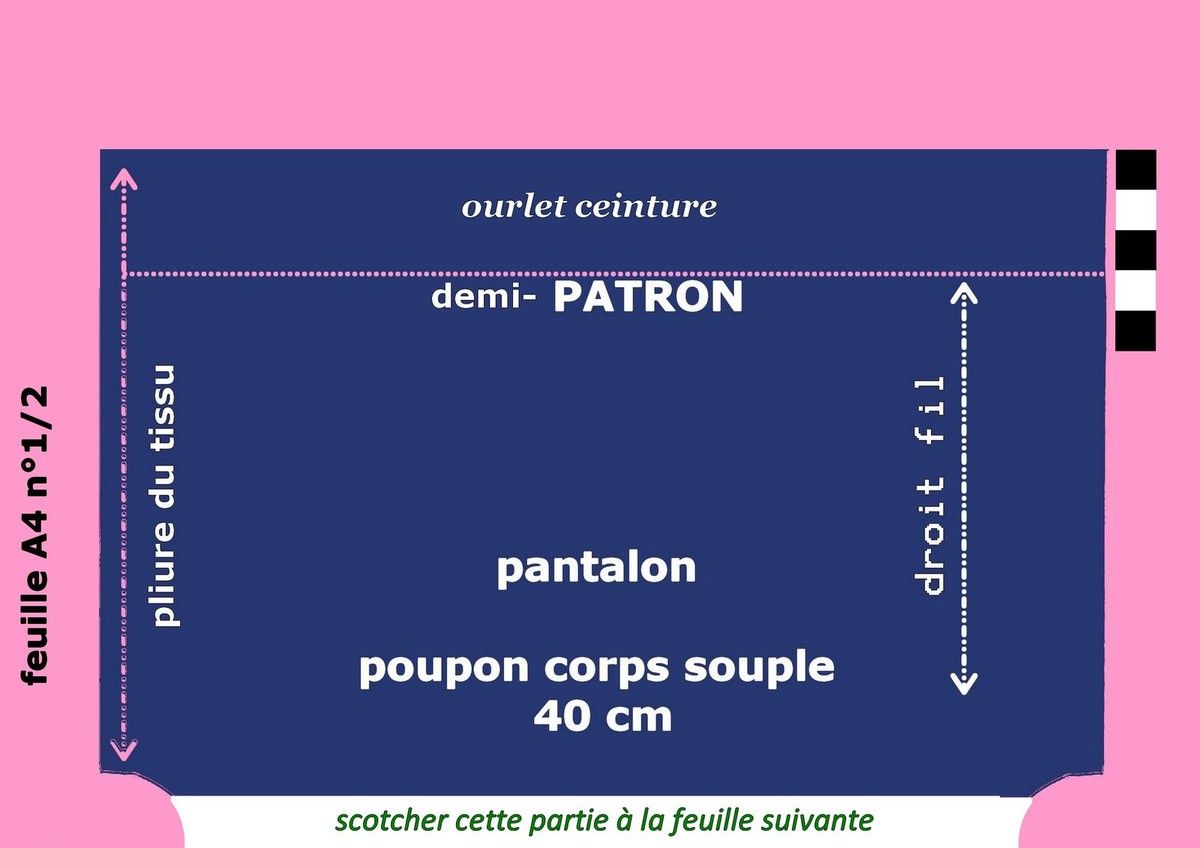 Tuto et patron gratuit_Pantalon_Poupon corps souple 40cm - Le blog de jo