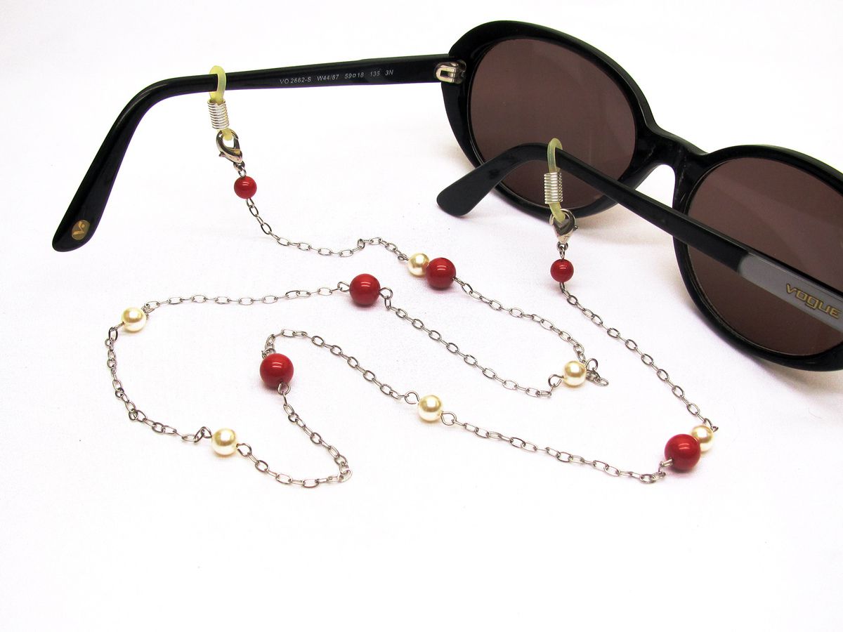 Chaine de lunettes perlée, cordon lunettes bijou, perles swarovski,  personnalisable - murielcrea