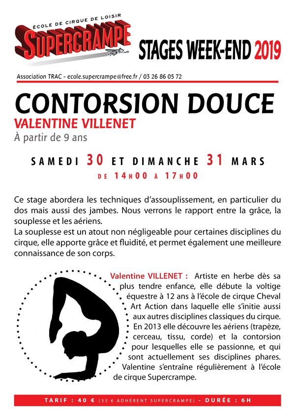 Stage Contorsion Douce les 30 et 31 mars