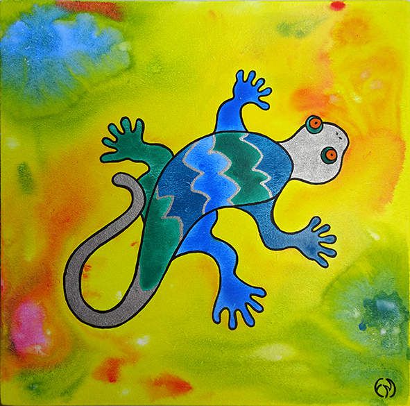 tableau peinture gecko