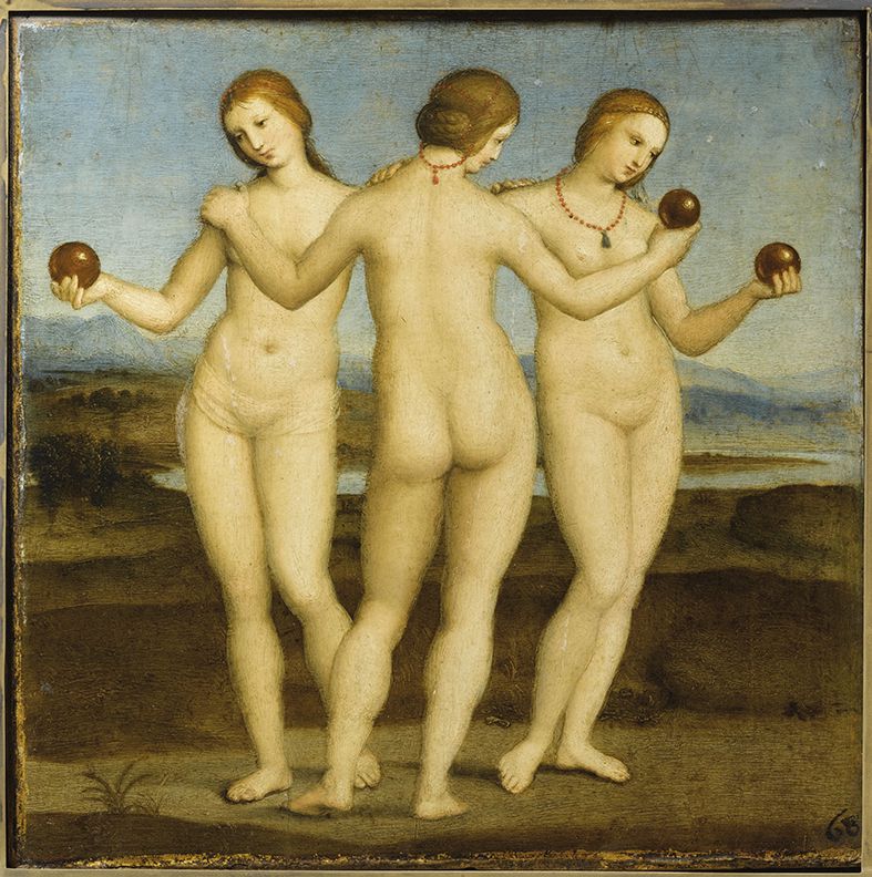 Lers Trois grâces tempera sur plâtre d'après Raphaël