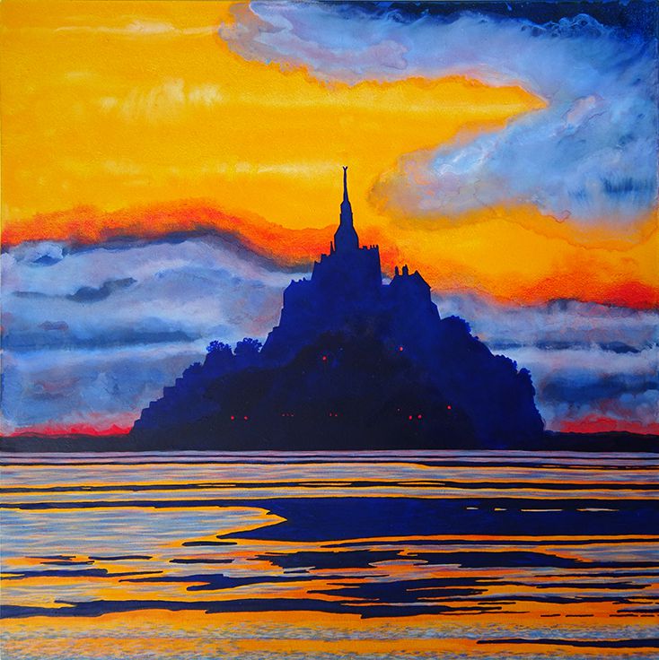 Le Mont Saint-Michel - Tempera sur medium - 25 x 25 cm - 90 euros