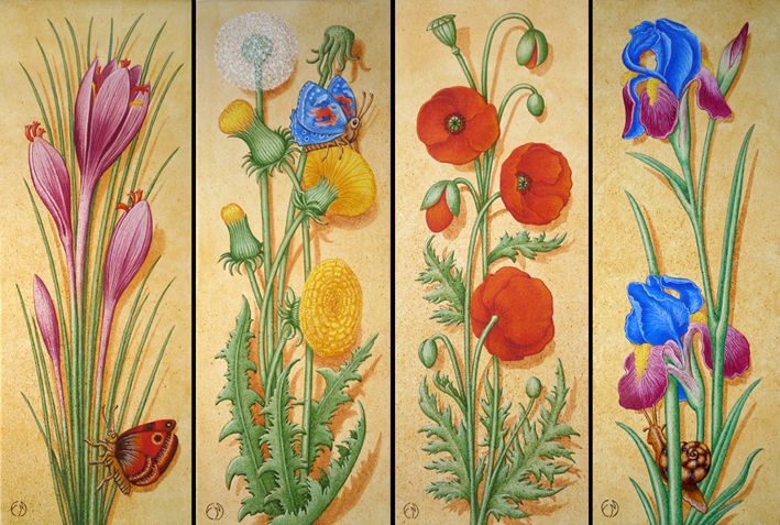 fleurs de Jean Bourdichon - tempera sur plâtre