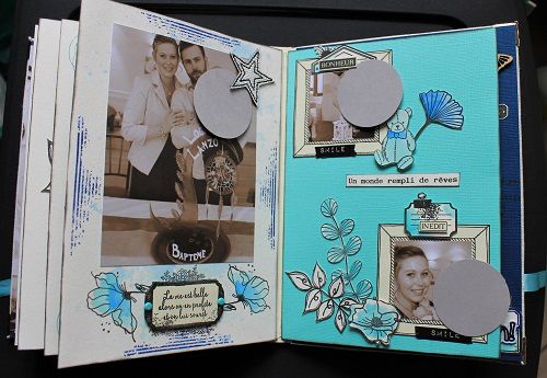 Mini album avec un tissus brodé Brode en Scrap