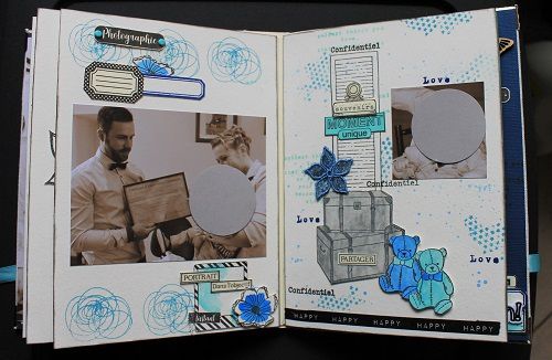 Mini album avec un tissus brodé Brode en Scrap