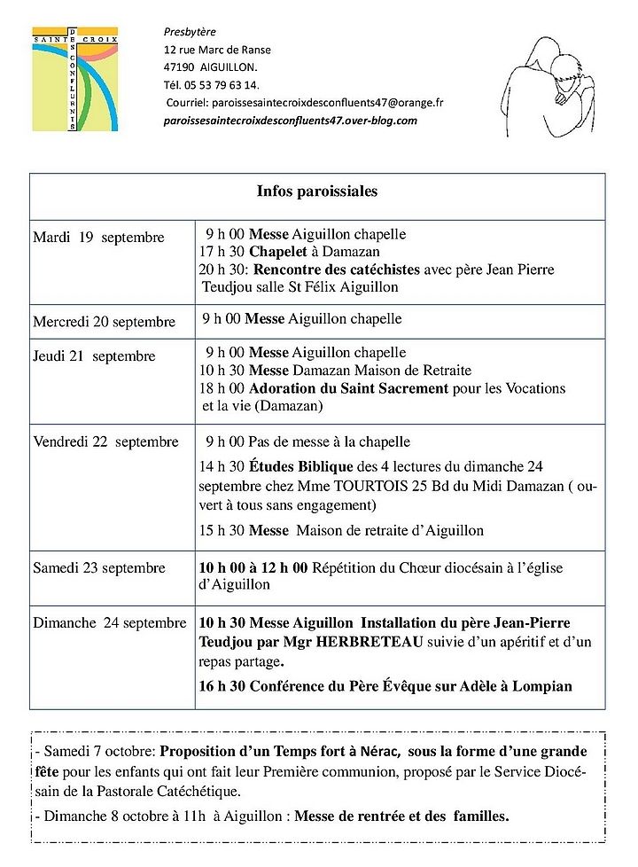 agenda semaine paroisse