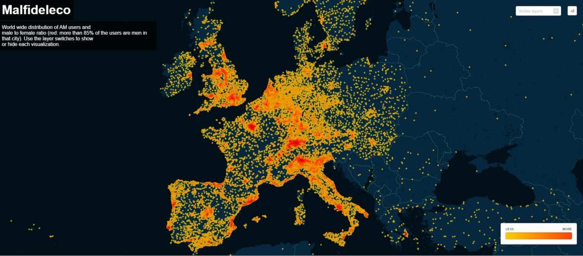 La carte du Monde de l' infidélité conjugale...