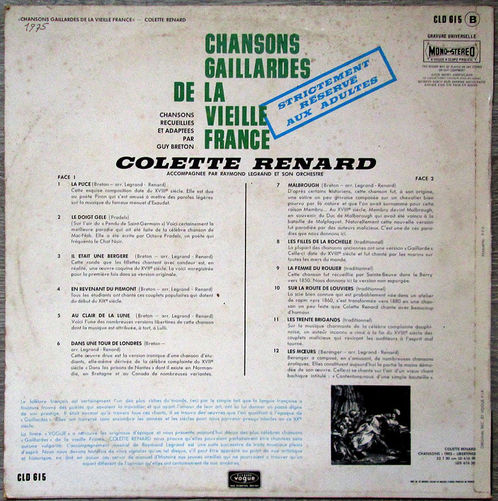 Colette Renard - Chansons gaillardes de la vieille France - 1959