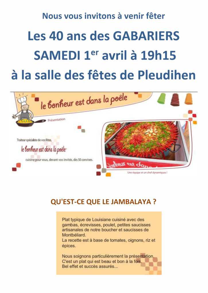 Invitation Au Repas Du 1er Avril Cercle Nautique Des Gabariers Cng22