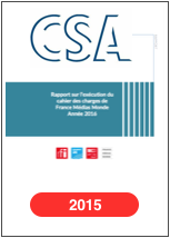 Rapport du CSA sur l'exécution du cahier des charges de France Médias Monde en 2015