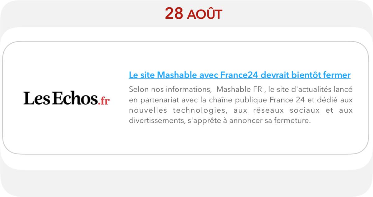 Les Échos - Le site Mashable FR devrait bientôt fermer