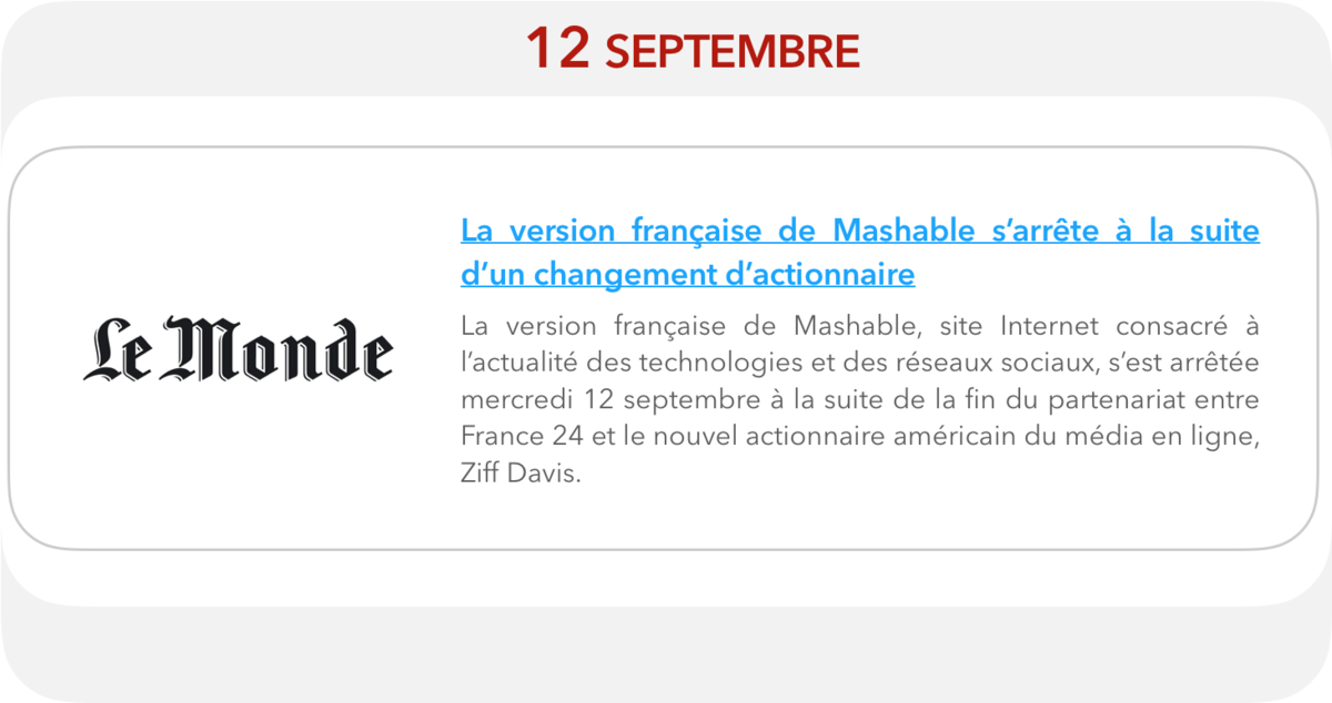 Le Monde - La version française de Mashable s’arrête à la suite d’un changement d’actionnaire