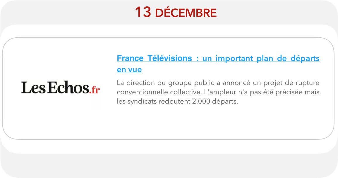 France Télévisions : un important plan de départ en vue - Rupture conventionnelle collective