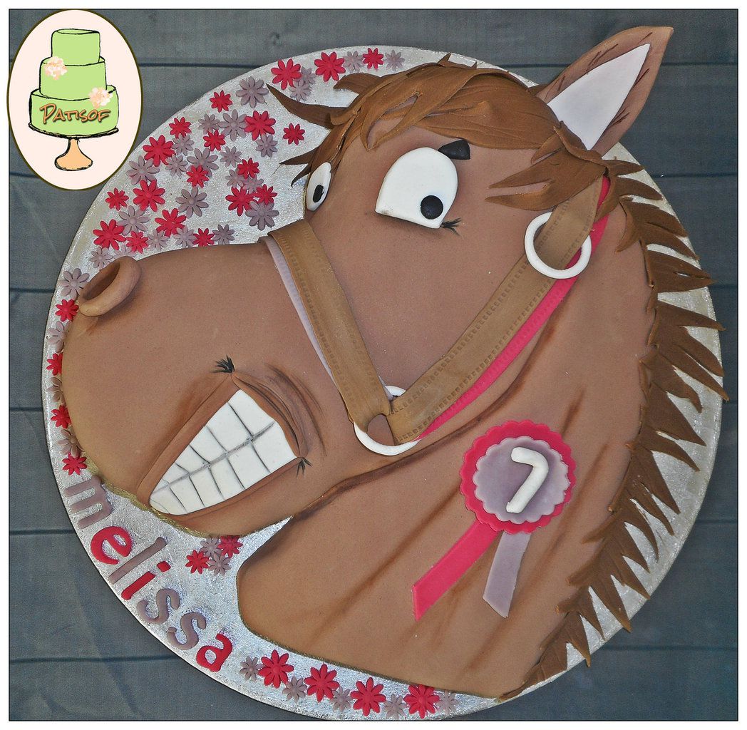 Gâteau "Tête de cheval" en pâre à sucre par Patisof (horse fondant cake)