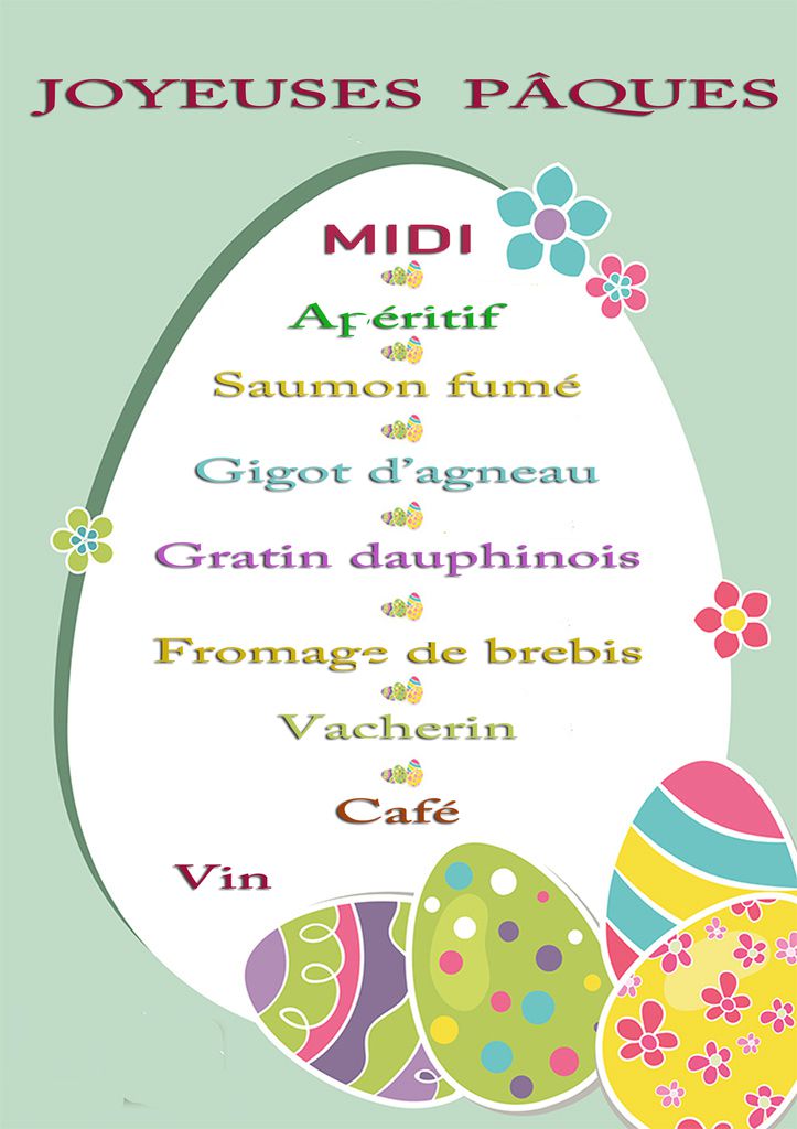 Et voilà le beau menu du déjeuner de Pâques - Le blog de l'EHPAD de  St-Germain l'Herm