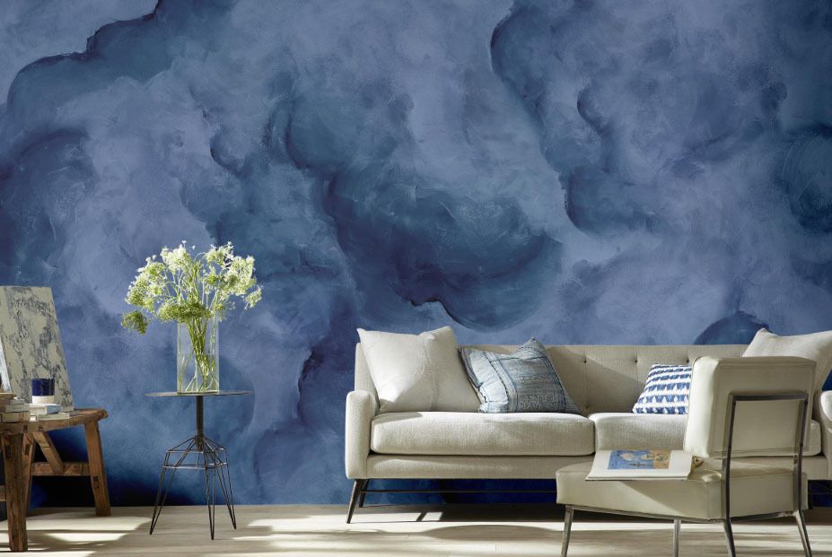 Papier- peint Phillip Jeffries, "Cloud" bleu pour une ambiance de palais Italien